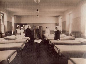 Westwood Hospital, Bradford.  Opening on July 28,1933 the hospital comprised of 7 blocks.  The buildings were arranged in such a way that patients could be accommodated according to their mental abilities.