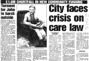 Torment For John, Institutionalised From 1964 To 1987 In Meanwood Park, Yorkshire Evening Post 25th March 1993